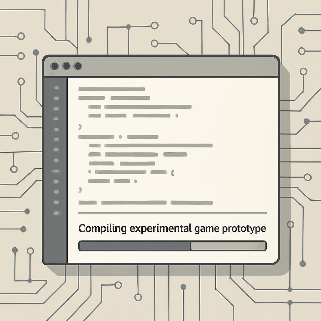 Here is the alt text for the image: "Compiling experimental game prototype"